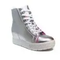 Fornarina sneaker for woman in leather silver color article PE17MJ9543I090 METI-SILVER