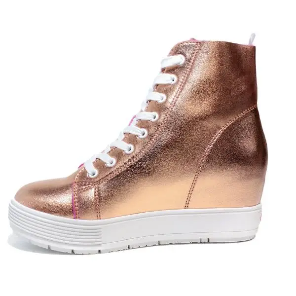 Fornarina sneakers woman with high wedge gold color PE17MJ9543I091 METI-GOLD