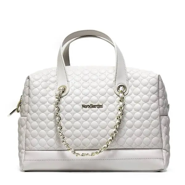 NERO GIARDINI P743403D 705 women's handbag in dirty white with relief texture