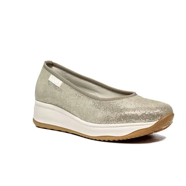 Agile by Rucoline ballat shoe with wedge platinum color article 0136-83049 136 A Sambuco Rind