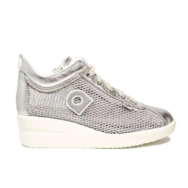 Agile by Rucoline sneaker with wedge silver color article 0226-82983 226 A NETLAM