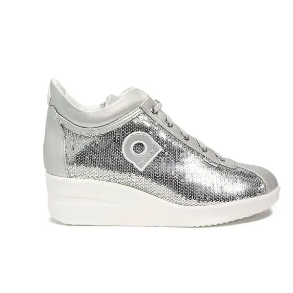 Agile by Rucoline sneaker con zeppa color argento rivestita con paillettes articolo 0226-83032 226 A DORA STAR