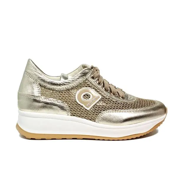 Agile by Rucoline perfored sneaker with wedge gold color article 1304-82983 1304 A NETLAM