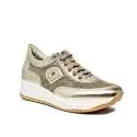 Agile by Rucoline perfored sneaker with wedge gold color article 1304-82983 1304 A NETLAM