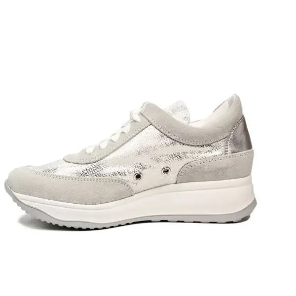 Agile by Rucoline laced sneaker with wedge silver color article 1304-83012 1304 A MICRO RIND
