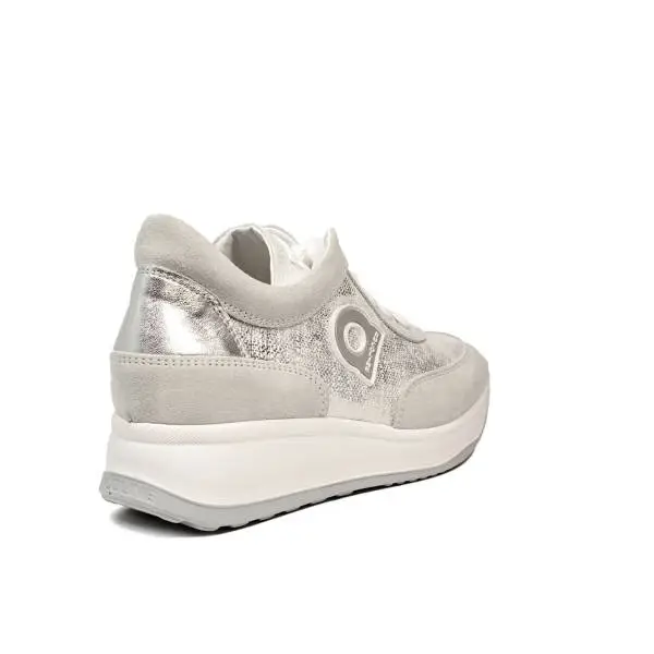 Agile by Rucoline laced sneaker with wedge silver color article 1304-83012 1304 A MICRO RIND