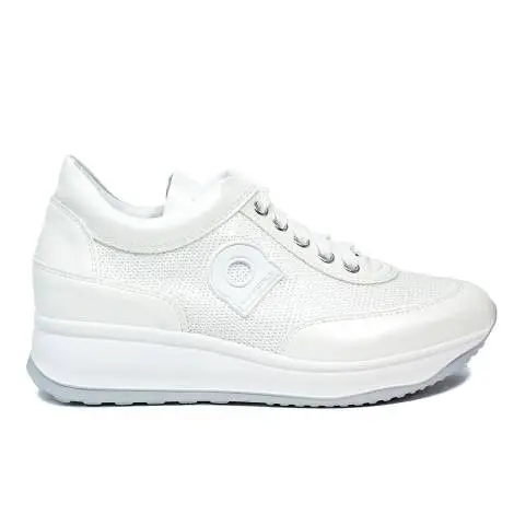 Agile by Rucoline laced sneaker with paillette and wedge white color article 1304-83032 1304 A DORA STAR