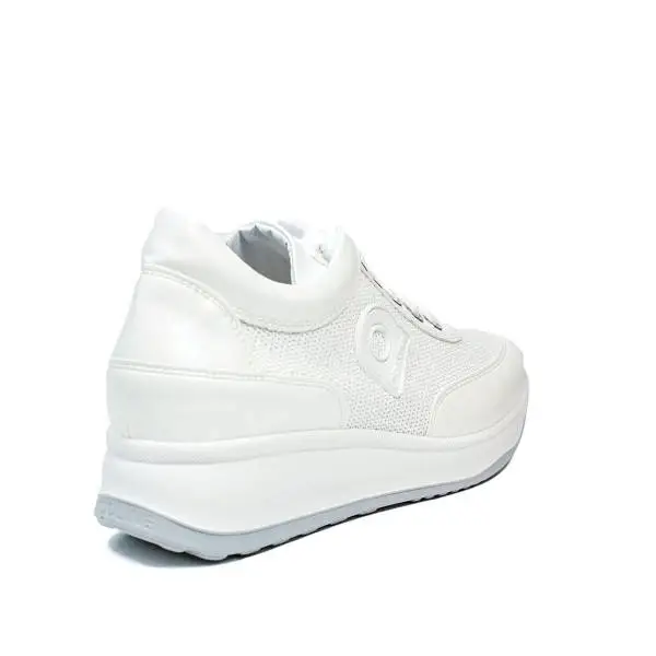 Agile by Rucoline sneaker bianca stringata con paillette con zeppa articolo 1304-83032 1304 A DORA STAR