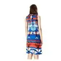 Desigual 73V2ER5 5011 vestito corto donna smanicato con stampa etnica, color blu