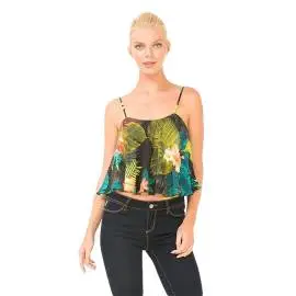 Desigual 74M2WC1 2000 top woman with tropical print, multicolored