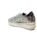Fornarina sneaker donna con zeppa con trama glitterata colore argento articolo PE17VH9545G090 VENERE SILVER CAPRI