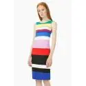 Desigual 73V2WX8 5020 striped striped dress with multicolored round neckline