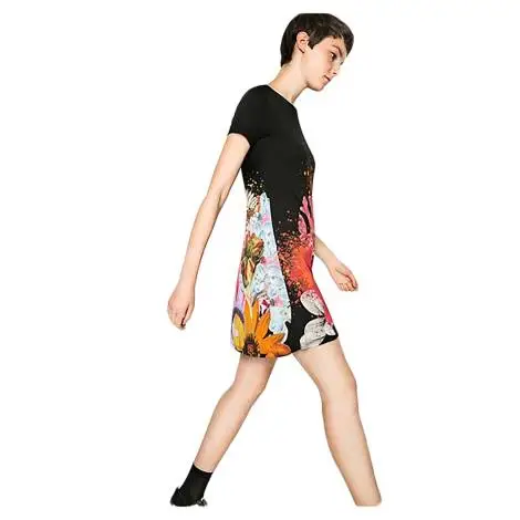 Desigual 71V2EX0 2000 vestito corto donna con stampa floreale multicolore