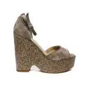 Fornarina women sandal with high wedge beige color article PE17PY1006S004