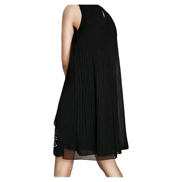 Desigual 71V2GG5 2000 vestito corto donna tessuto plisse color nero