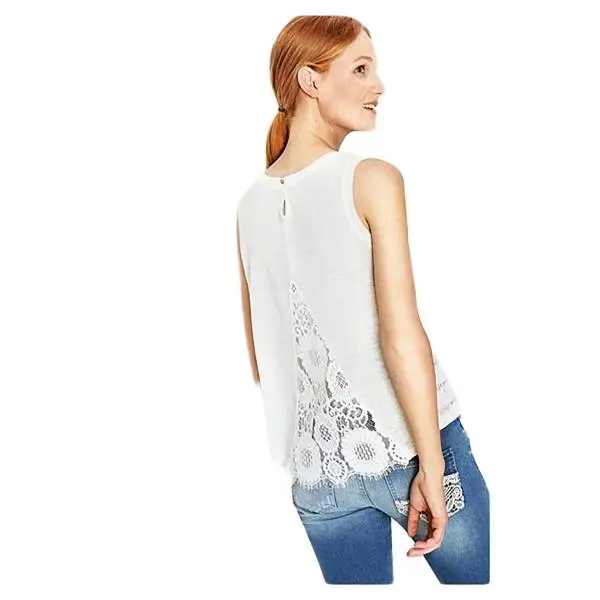 Desigual 73T25G0 1015 t-shirt donna con stampa all over metallizzata, color bianco