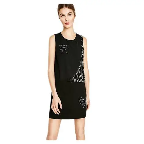 Desigual 72V2EX5 2000 short dress woman with leopard texture, black color