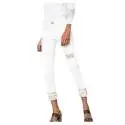 Desigual 72D2WC4 5178 jeans woman with ethnic patchwork and embroidery, white