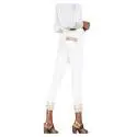 Desigual 72D2WC4 5178 jeans donna con toppe e ricami etnici, color bianco