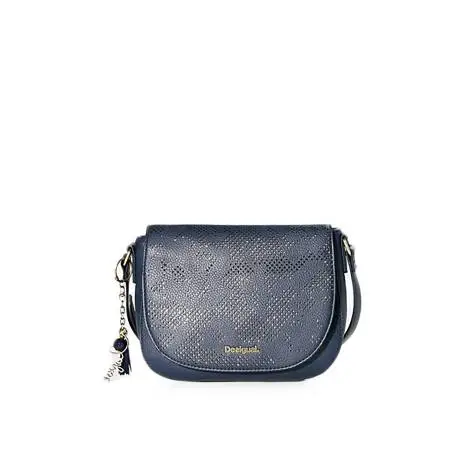 Desigual 71X9EF9 5085 borsa donna con dettagli traforati e chiusura magnetica, color blu
