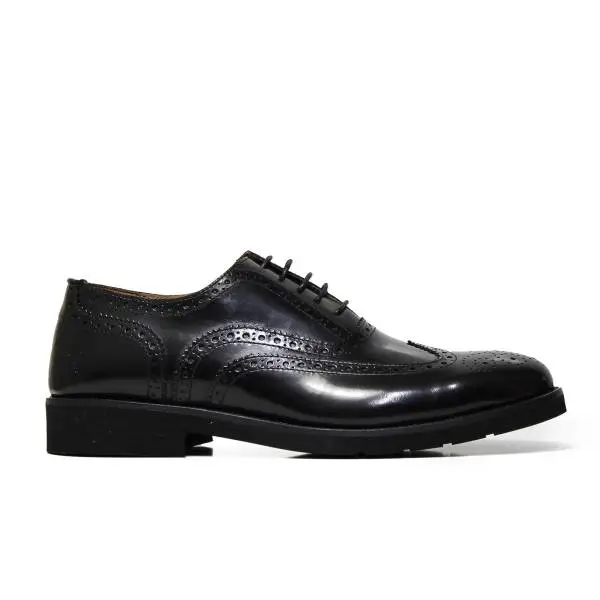 Rogal's SUPER 1 BLACK laced up man, wingtip style black colored
