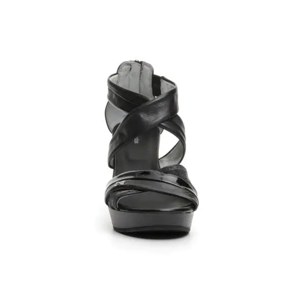 NERO GIARDINI P717551D 100 NERO sandalo donna in pelle color nero