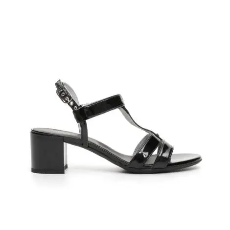 NERO GIARDINI P717610D 100 BLACK low-heeled sandal in black shiny leather