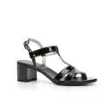 NERO GIARDINI P717610D 100 NERO sandalo basso donna in pelle lucida color nero