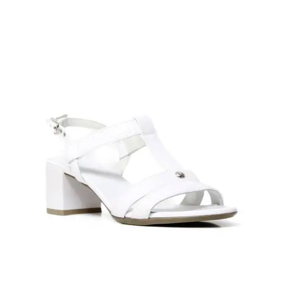 NERO GIARDINI P717610D 707 BIANCO sandalo basso donna in pelle lucida color bianco