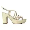 NERO GIARDINI P717652D 707 WHITE woman sandal with smooth and shiny leather beige and white
