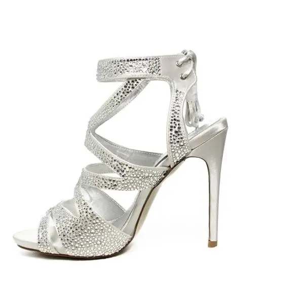 Ikaros sandalo gioiello elegante con tacco alto colore argento articolo B 2727 ARGENTO