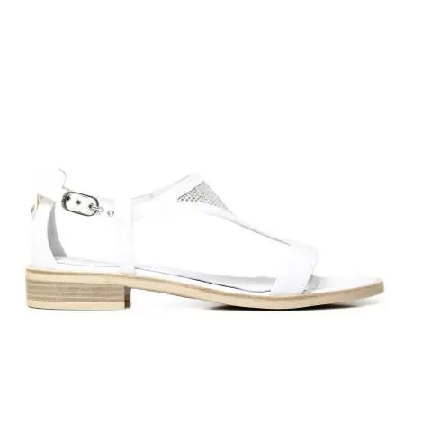 NERO GIARDINI P717720D 707 WHITE leather sandal in white with studs