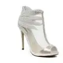 Ikaros sandalo tronchetto gioiello elegante spuntato con tacco alto colore argento articolo B 2608 ARGENTO