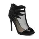 Ikaros sandal ankle boot jewel with high heels black color article B 2608 NERO