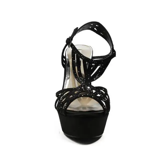 Ikaros sandal jewel with high heels black color article B 2716 NERO