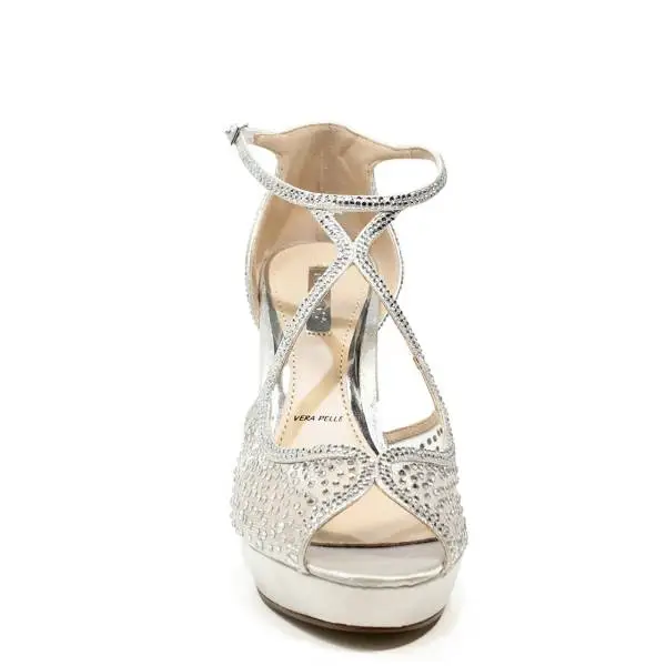Ikaros sandalo gioiello elegante con tacco alto colore argento articolo B 2724 ARGENTO