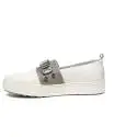 Apepazza white loafer with band silver color and stones article DLW10