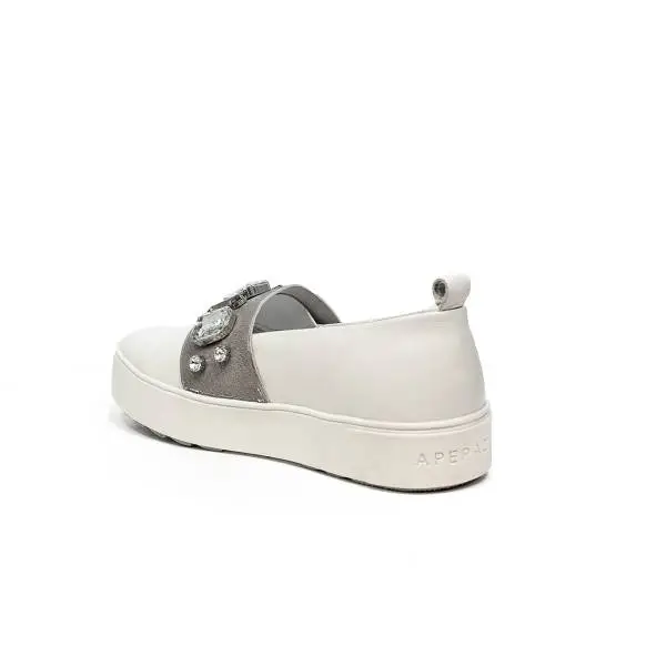 Apepazza white loafer with band silver color and stones article DLW10