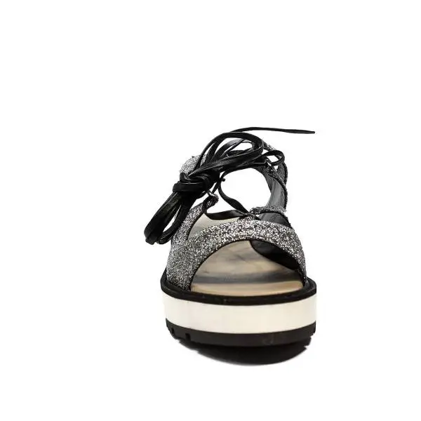 Apepazza sandalo basso glitterato con lacci color argento articolo DLS03