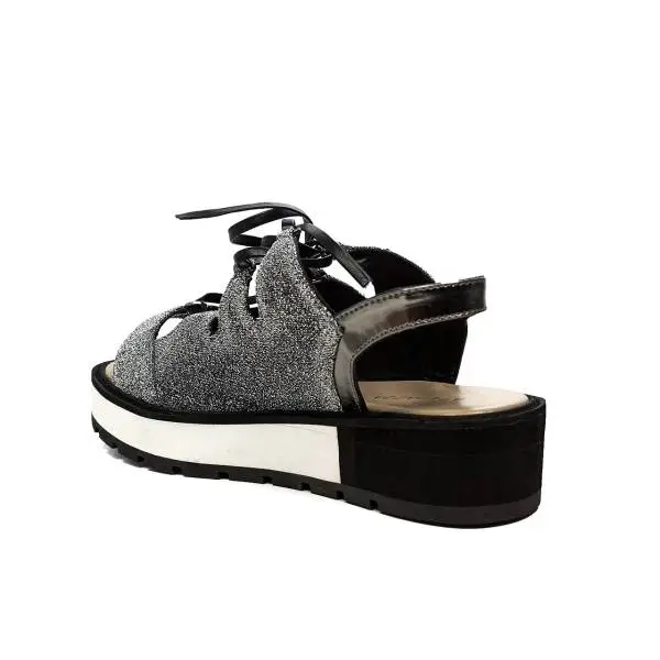 Apepazza low sandal glittered with laces silver color article DLS03