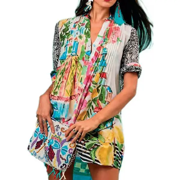 Ancient Sartoria Positano S350 MULTI blouse woman, multicolored, with fancy print