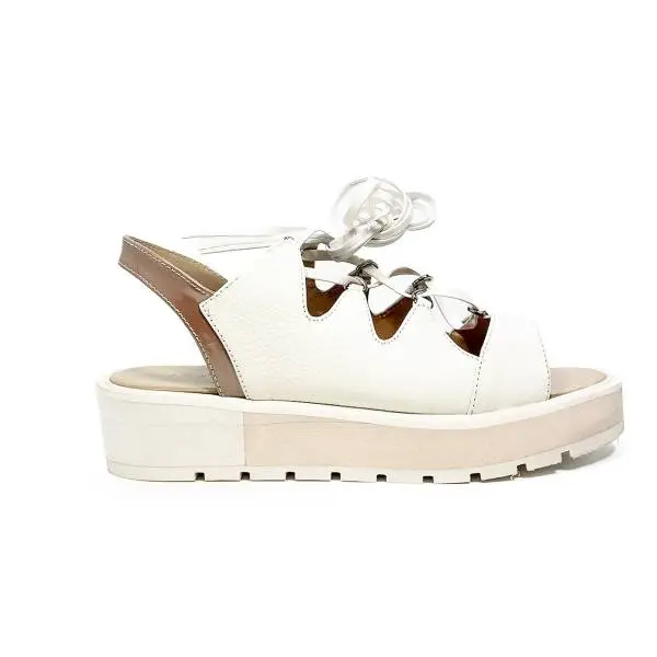 Apepazza low sandal glittered with laces off white color article DLS03