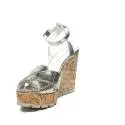 Apepazza sandal with high wedge silver mirrored color article FRT47