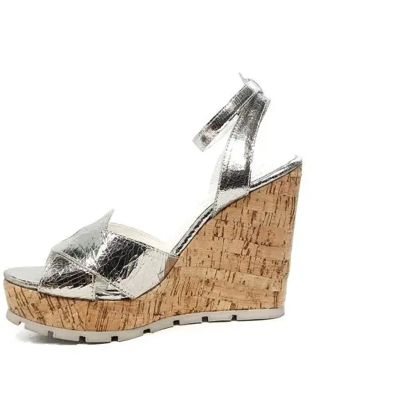 Apepazza sandal with high wedge silver mirrored color article FRT47