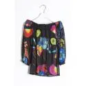 Sandro Ferrone C28 STRONG322 PE17 UNICA camicia donna con elastico, stampa macro, multicolore