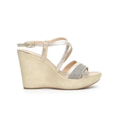 Nero Giardini women sandal with high wedge platinum color article P717622D 415