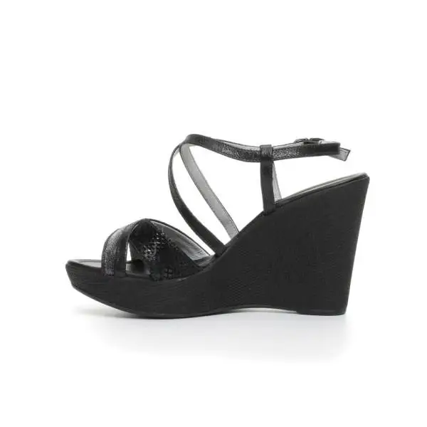 Nero Giardini women sandal with high wedge black color article P717622D 100