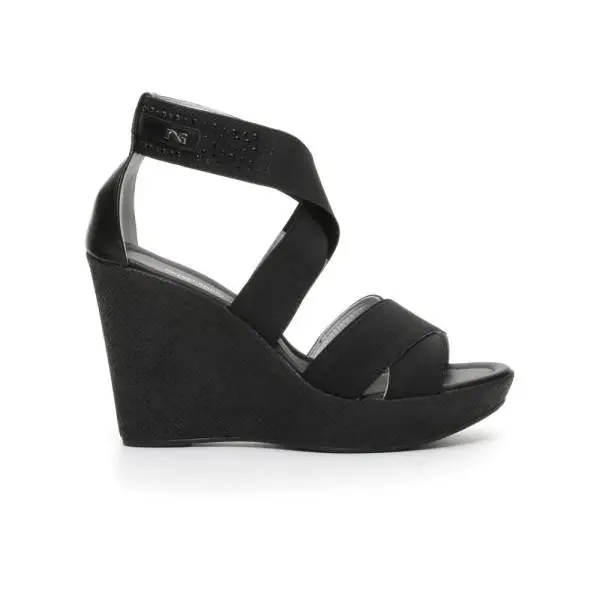 Nero Giardini women sandal with high wedge black color article P717640D 100