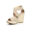 Nero Giardini women sandal with high wedge beige color article P717640D 412