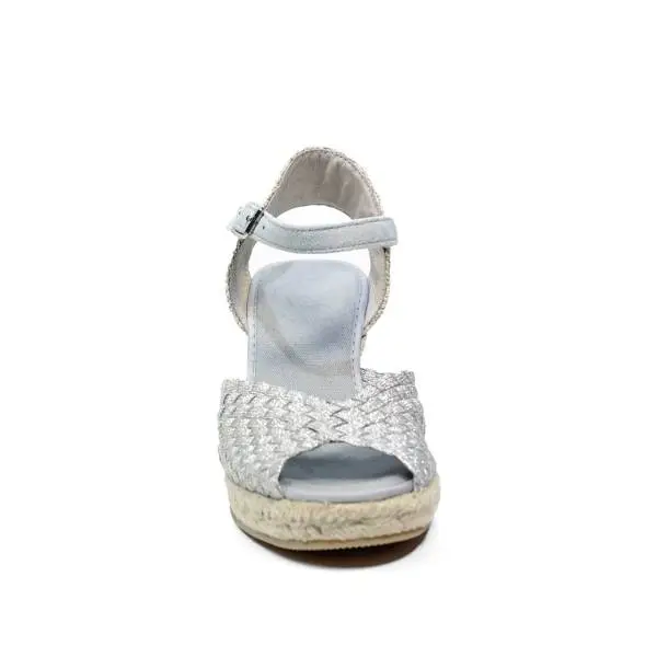 Woz elastic sandal with blunted tip and rope 70 article UP361 SILVER